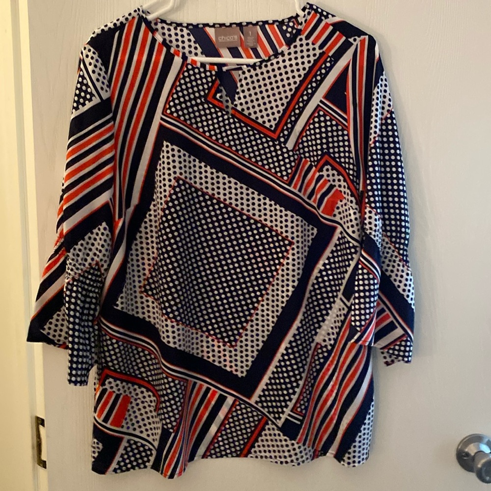 Chicos size 1 tunic top 3/4 sleeves